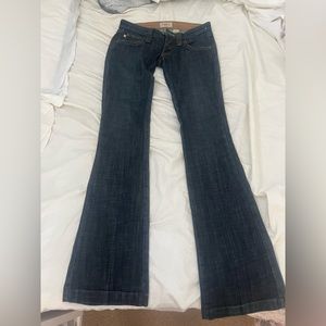 low rise blue flare jeans